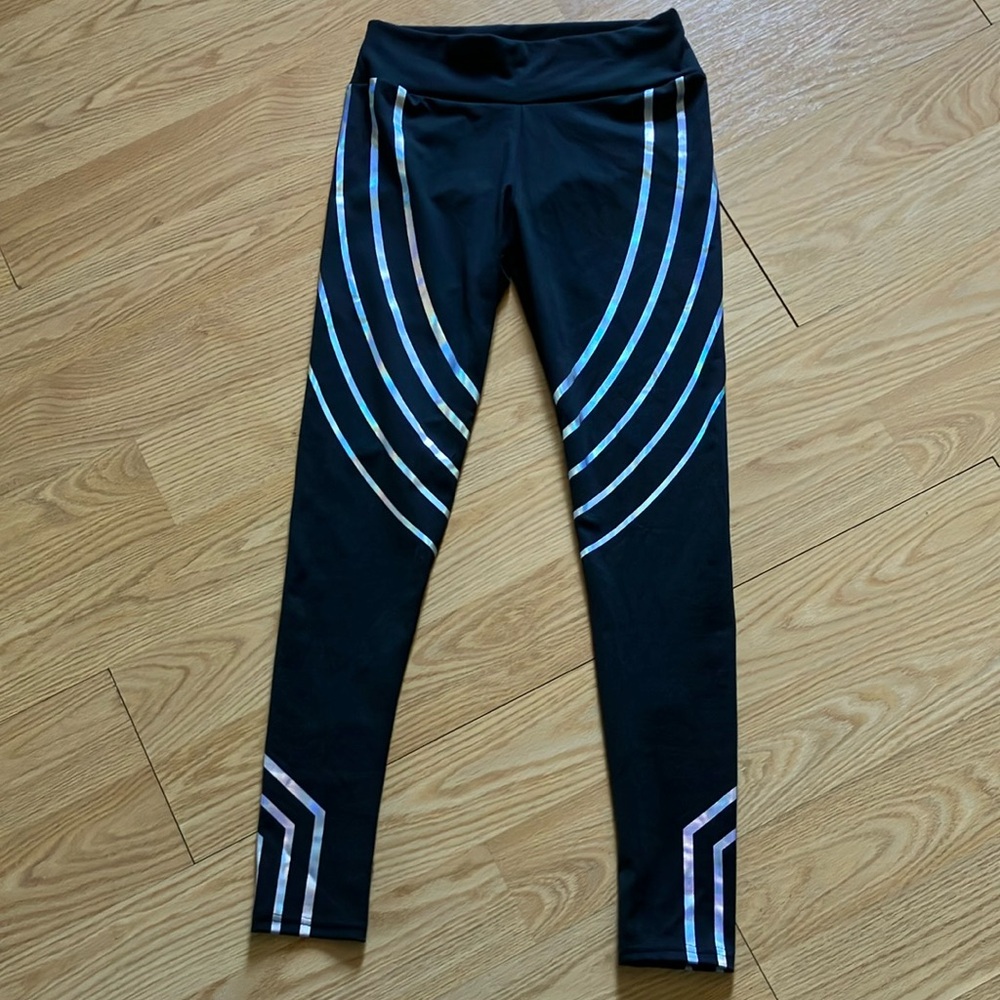 Source Unknown Black and Silver Leggings